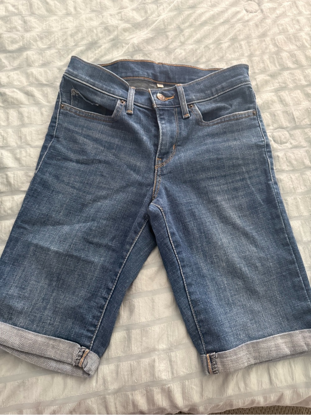 Levi's Blue Rolled-Hem Denim Bermuda Shorts